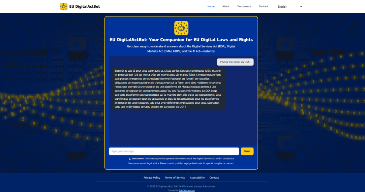 EU DigitalActBot interface mockup